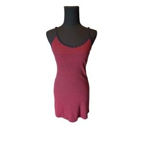 Aeropostale Women’s Striped Cotton Dress Cutout Maroon Navy Y2K Size XS Z83